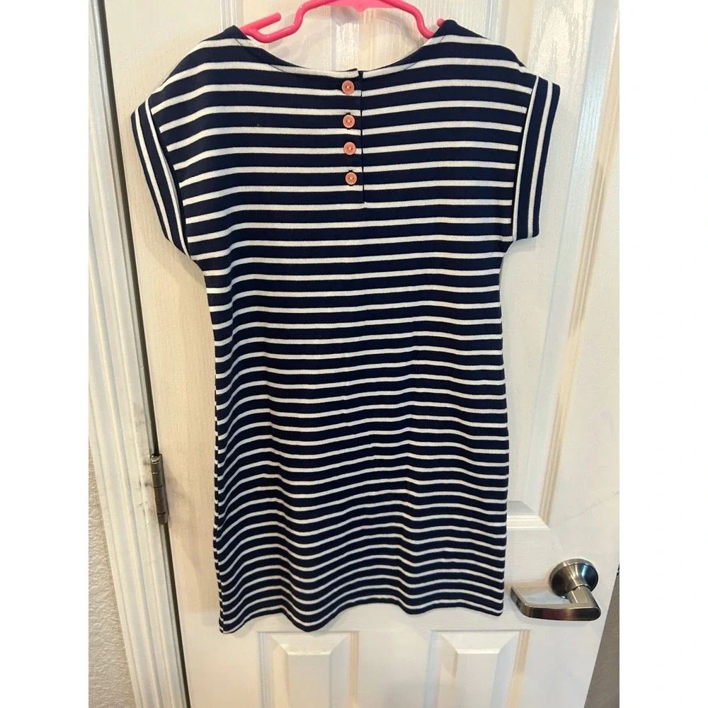 Gymboree T-Shirt Dress Navy Blue Striped Sequin Rainbow Pineapple Fruit Kids 8